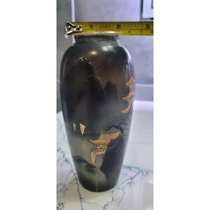 Black and Gold Vase With Asain Motif